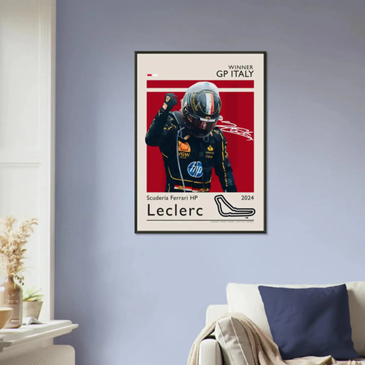 Cuadros De Scuderia Ferrari F1 Charles Leclerc 16 + Marco 8