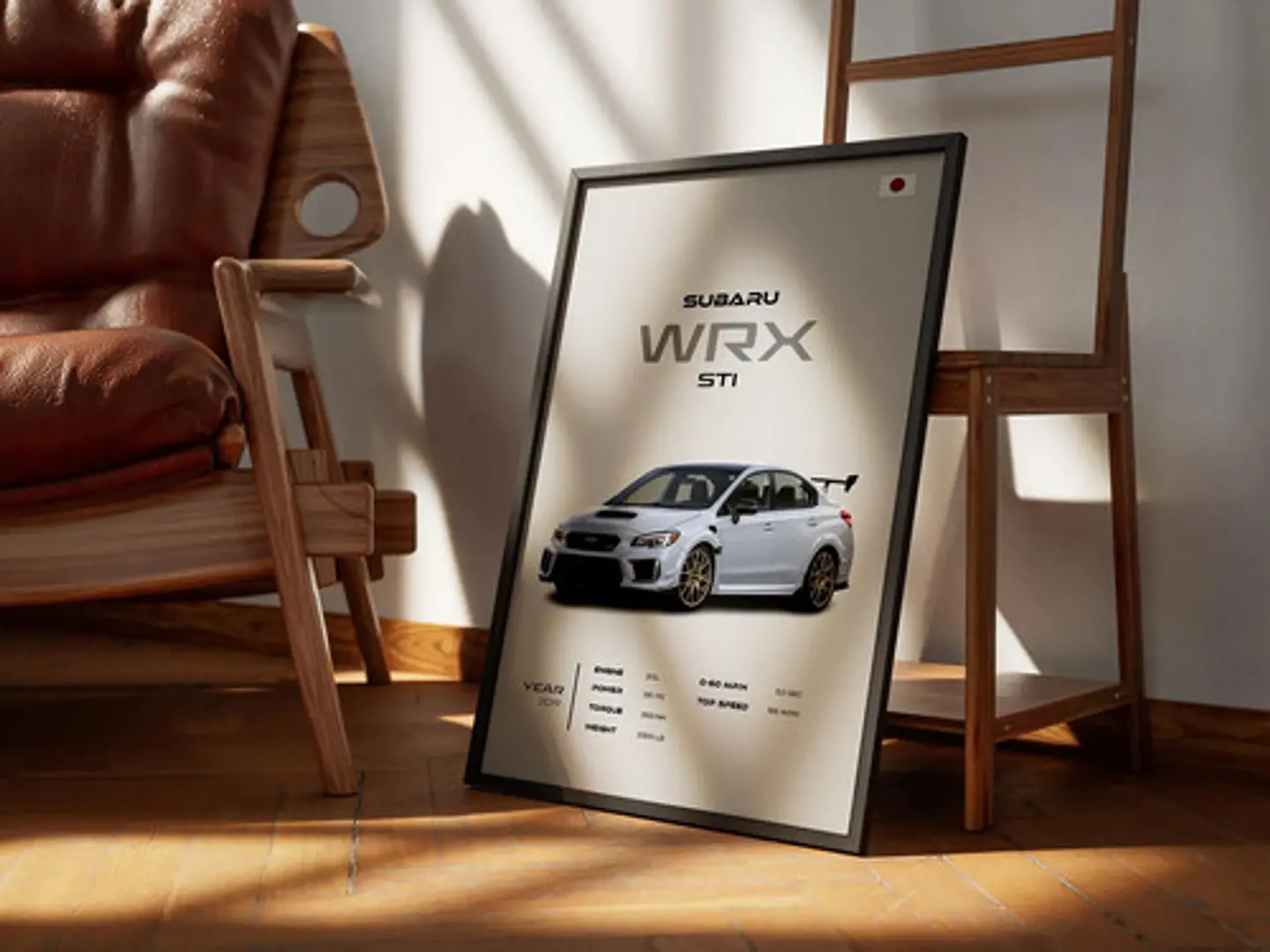 Cuadro Auto Subaru Wrx Sti  Deportivo Claro + Marco 1