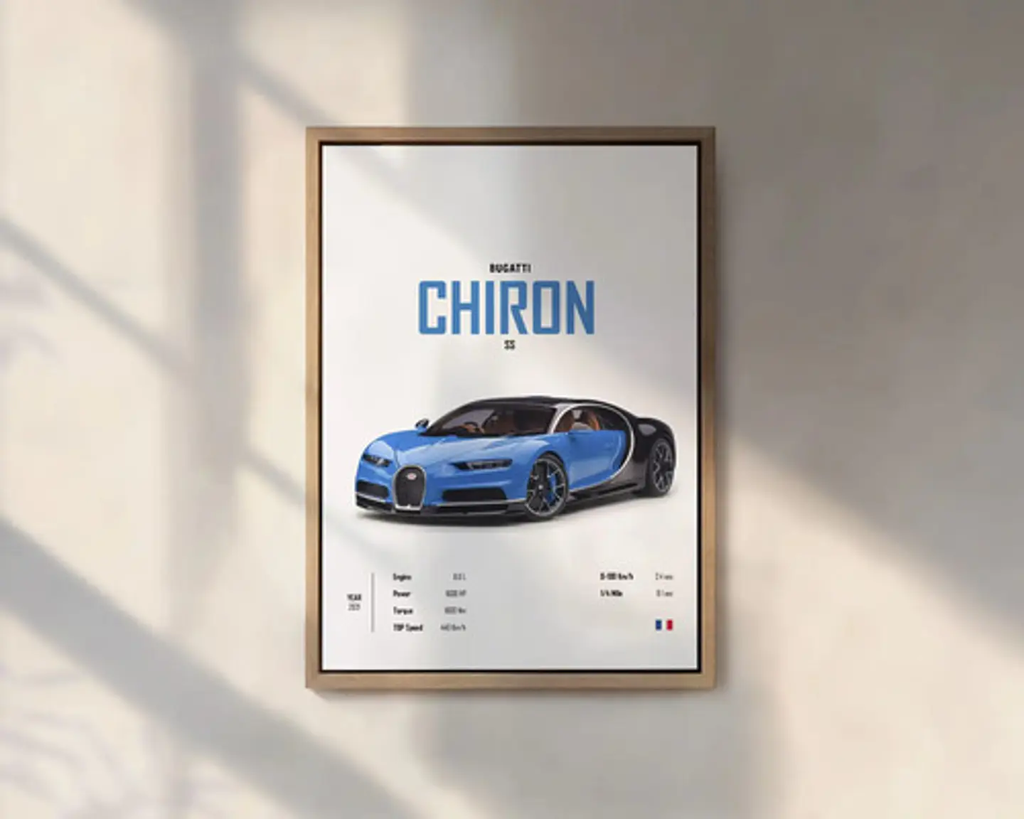 Cuadros De Autos Deportivos Bugatti Chiron + Marco Negro 2