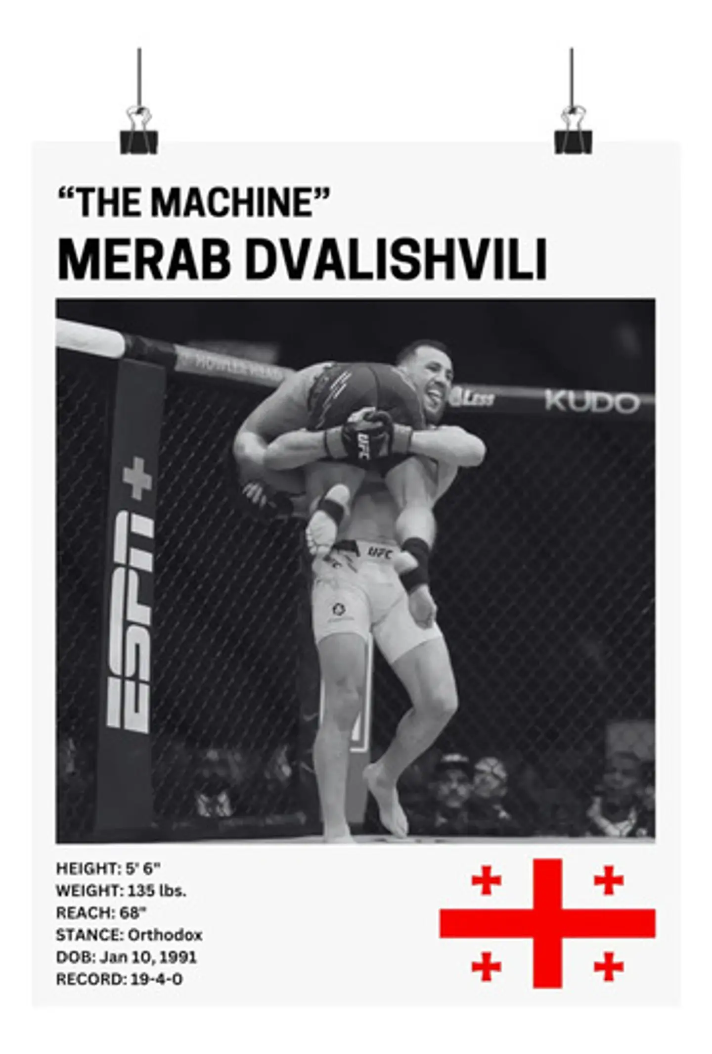 Cuadros De Merab Dvalishvili Ufc Peleador La Maquina + Marco 7