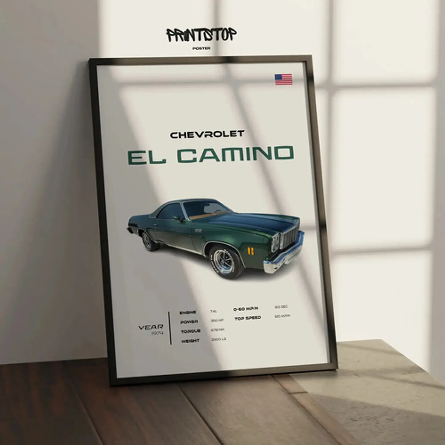 Cuadro Auto 1974 Chevrolet El Camino Ss  Deportivo  + Marco 2