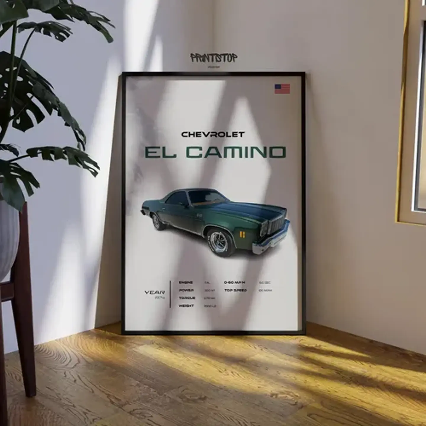 Cuadro Auto 1974 Chevrolet El Camino Ss  Deportivo  + Marco 3
