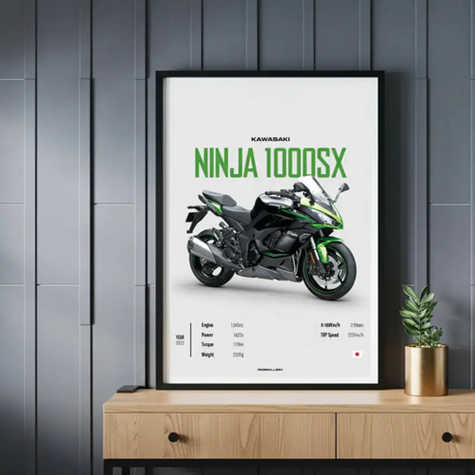 Cuadros De Modelos Motos Kawasaki Ninja + Marco Negro 5