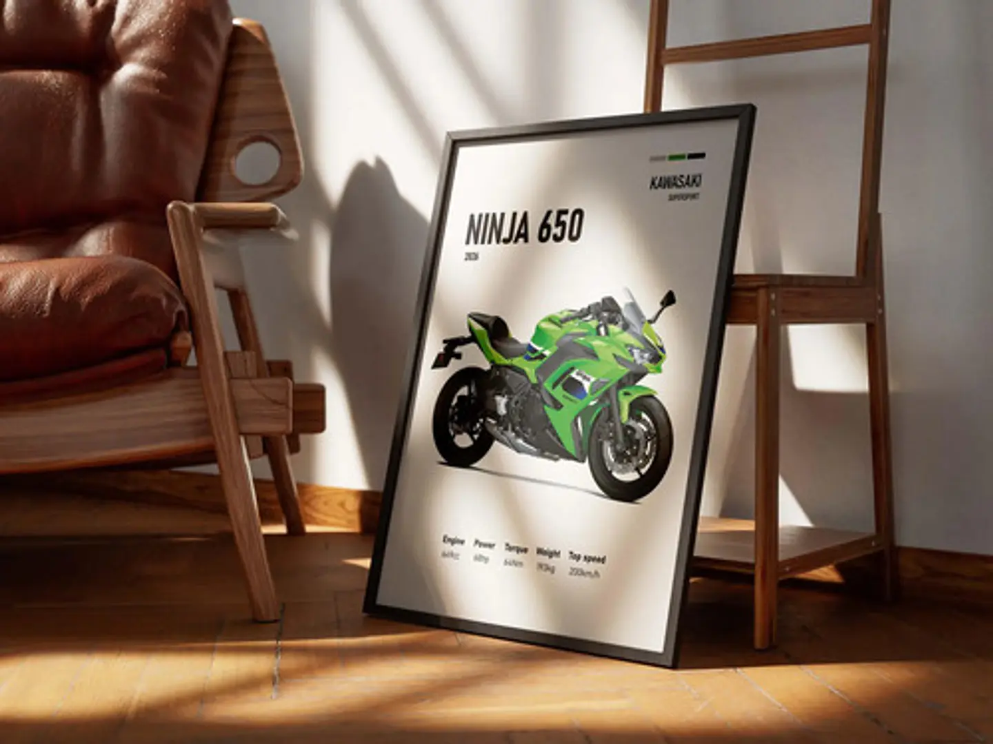 Cuadros De Modelos Motos Kawasaki Ninja + Marco Negro 8