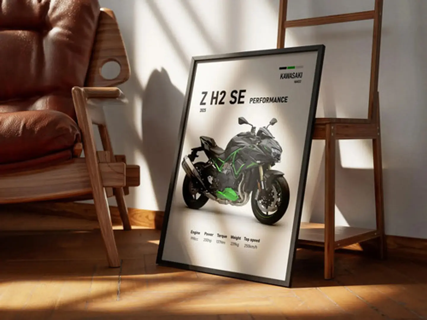 Cuadros De Modelos Motos Kawasaki Ninja + Marco Negro 11