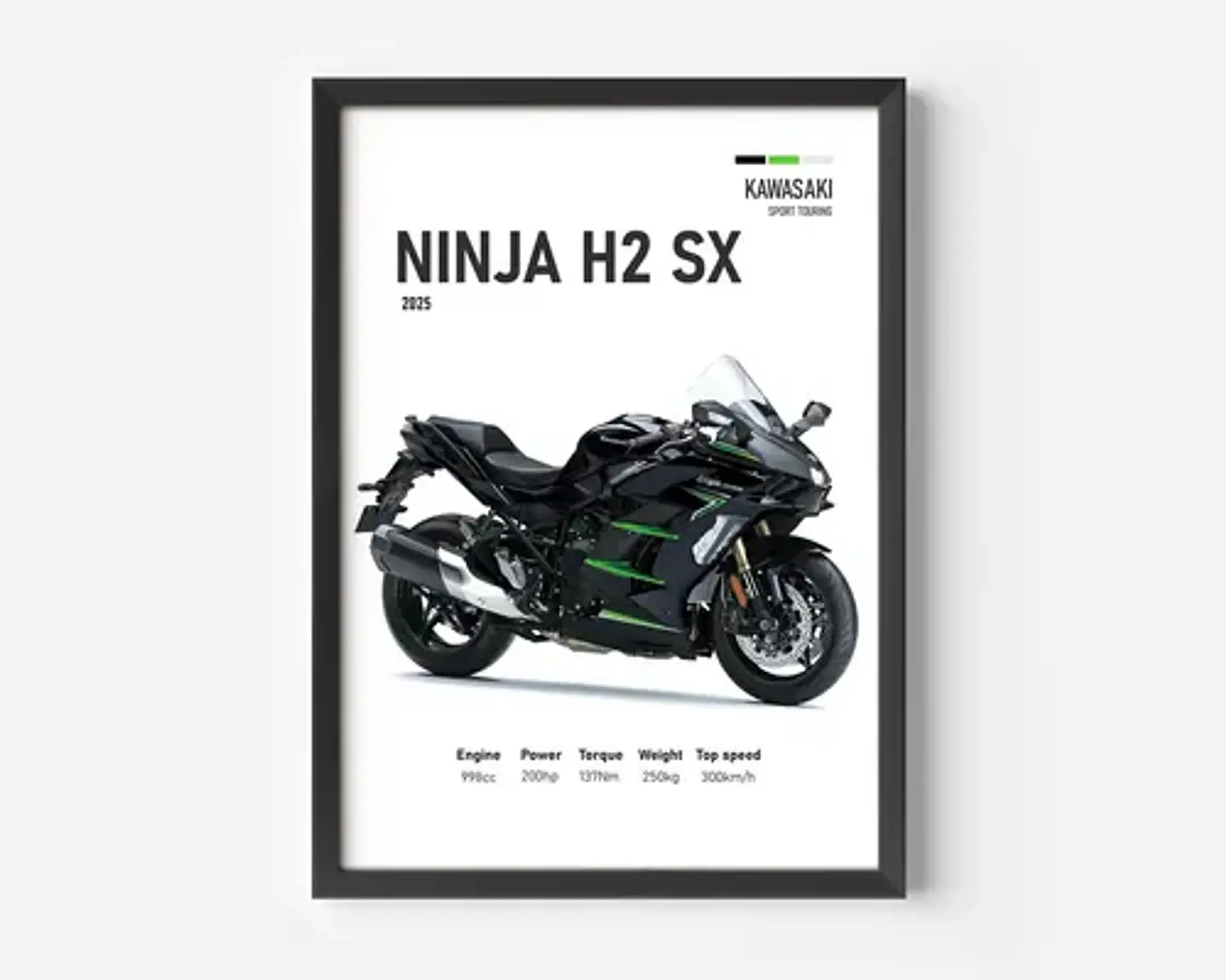 Cuadros De Modelos Motos Kawasaki Ninja + Marco Negro 12