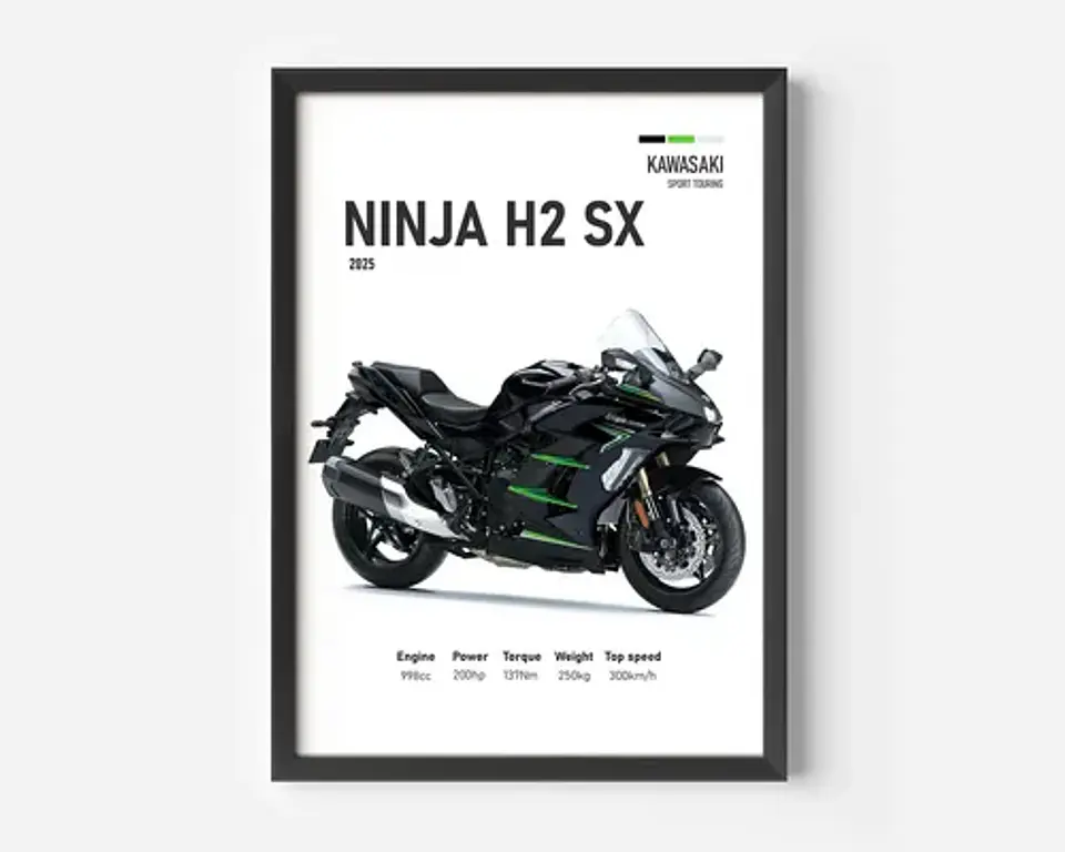 Cuadros De Modelos Motos Kawasaki Ninja + Marco Negro 12
