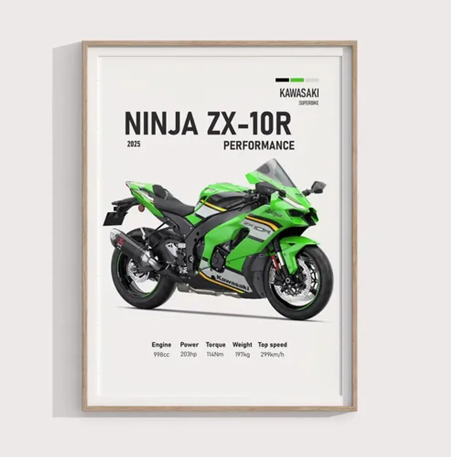 Cuadros De Modelos Motos Kawasaki Ninja + Marco Negro 18