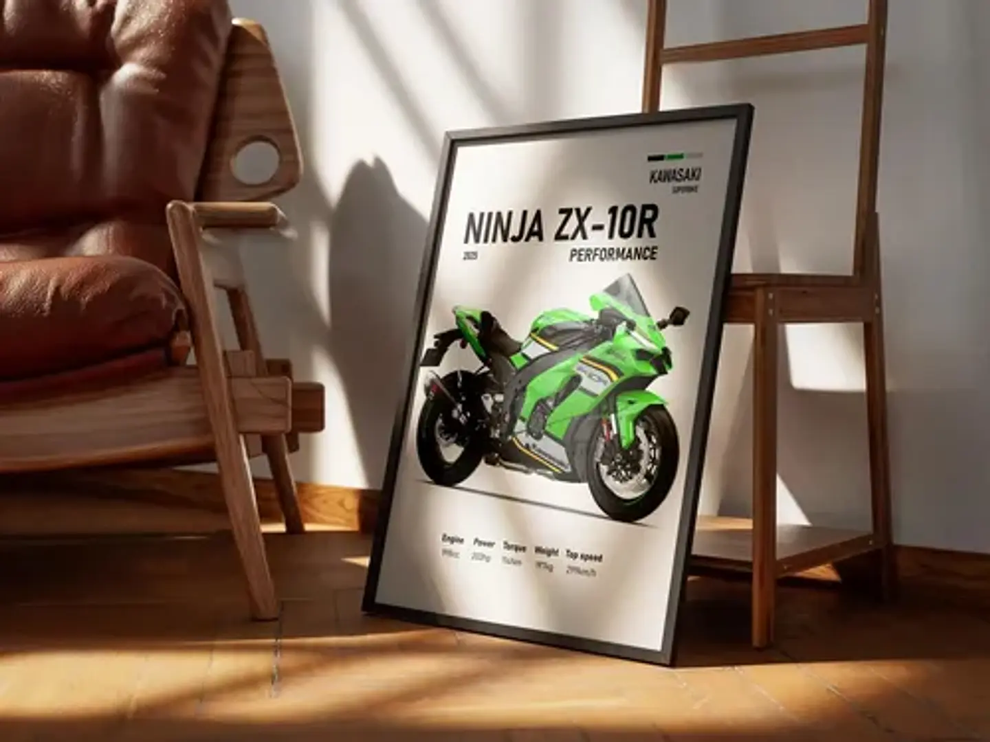 Cuadros De Modelos Motos Kawasaki Ninja + Marco Negro 19