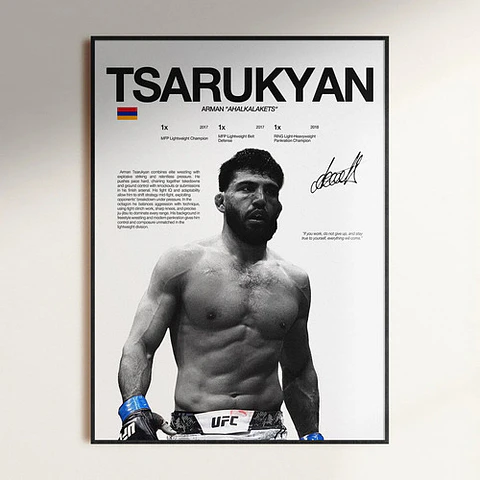 Cuadro Ufc Arman Tsarukyan Peso Ligero Mma + Marco Negro