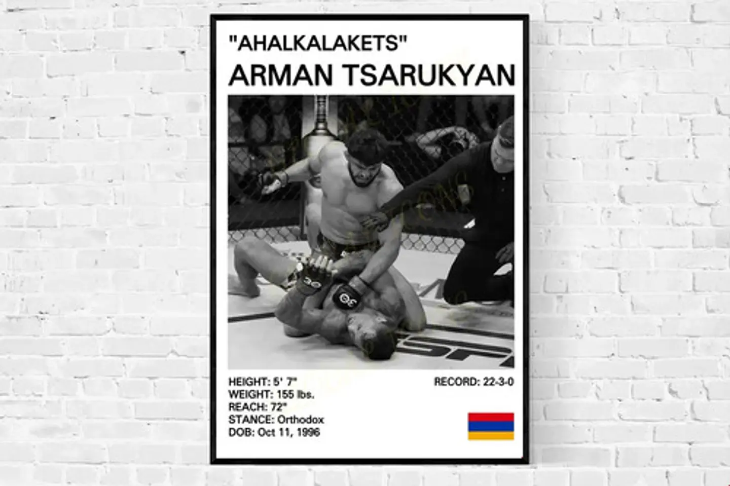Cuadro Ufc Arman Tsarukyan Peso Ligero Mma + Marco Negro 2