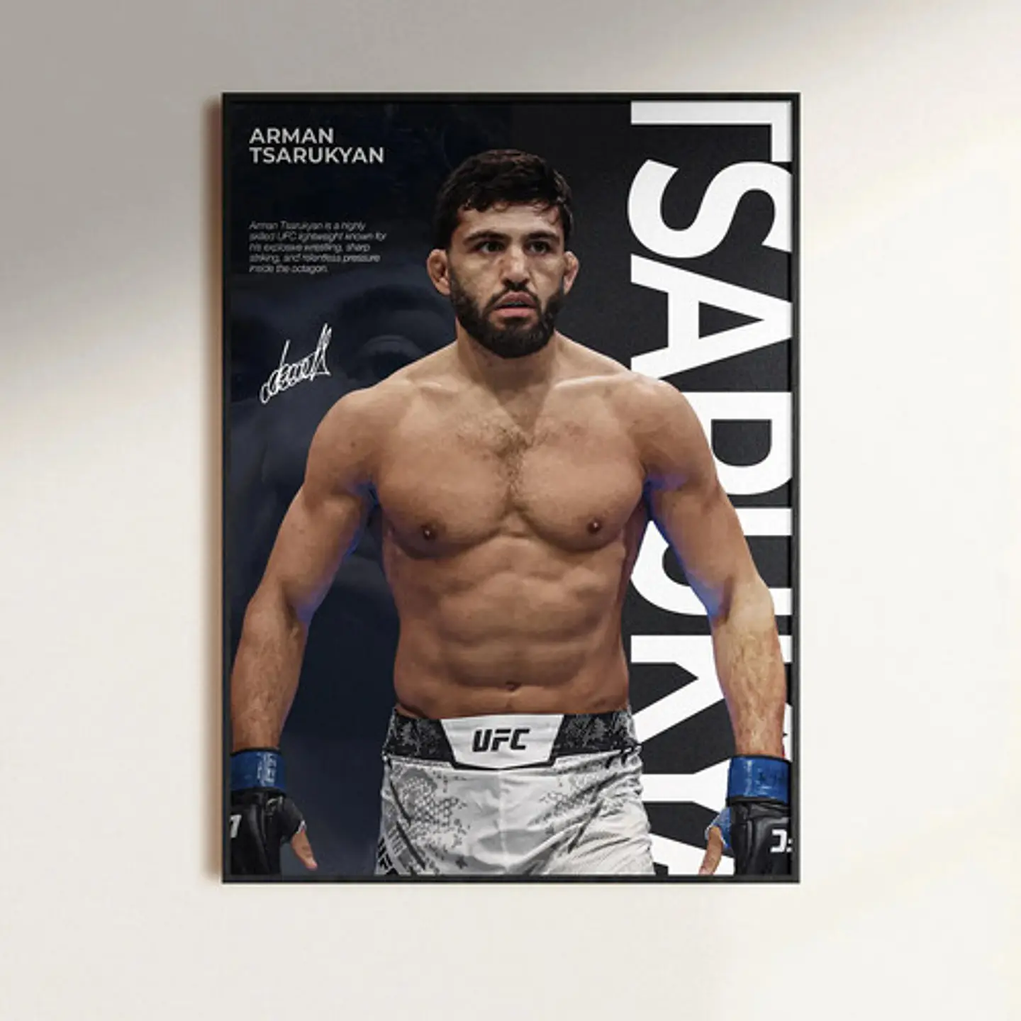 Cuadro Ufc Arman Tsarukyan Peso Ligero Mma + Marco Negro 3