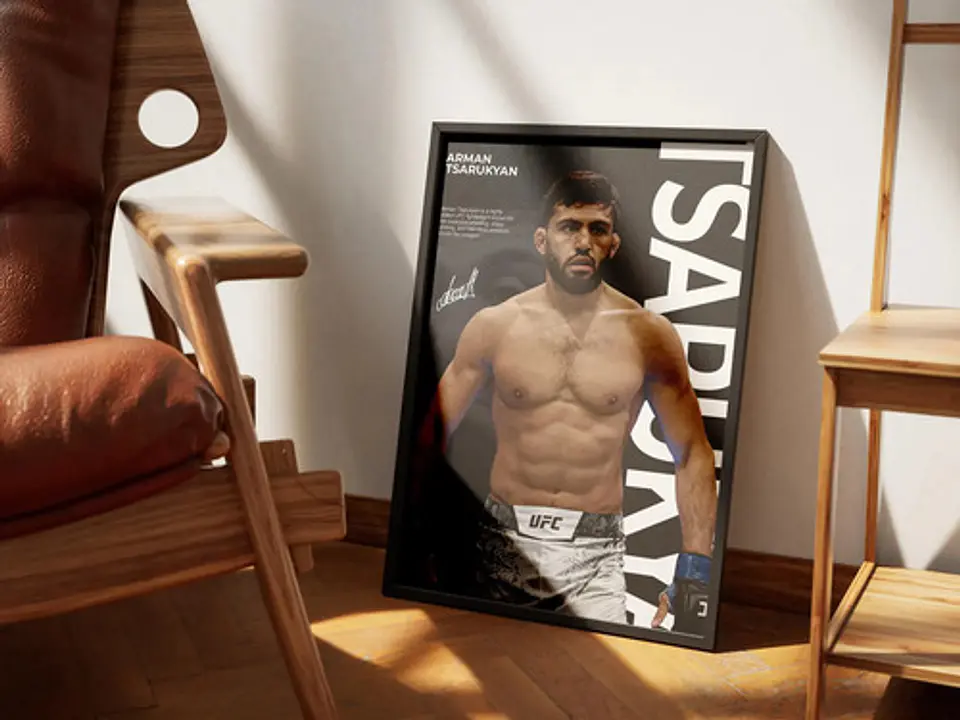 Cuadro Ufc Arman Tsarukyan Peso Ligero Mma + Marco Negro 4