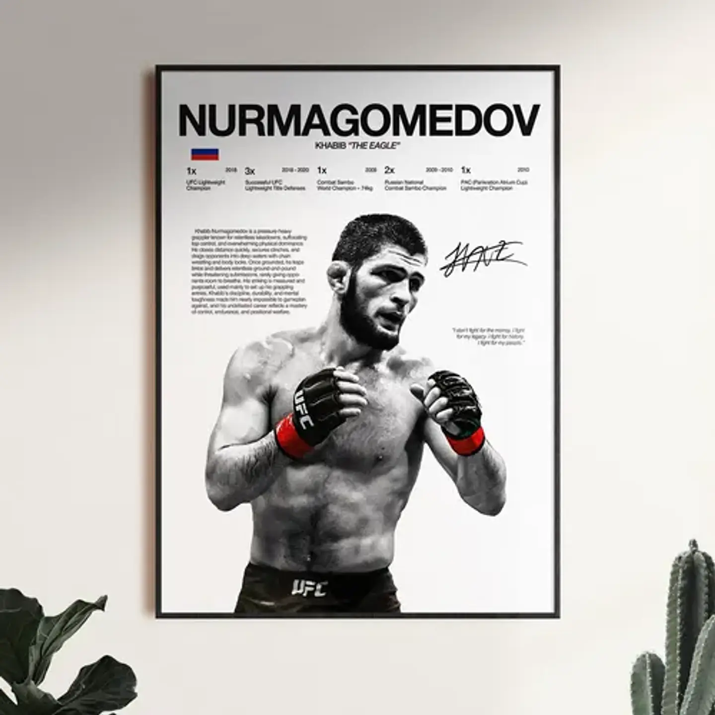 Cuadro De Khabib Nurmagomedov Ufc Peleador + Marco 1