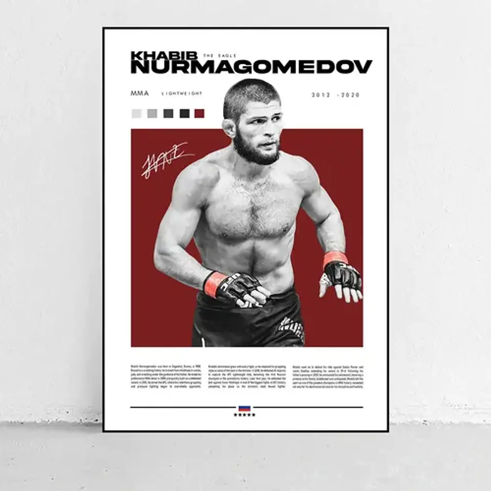 Cuadro De Khabib Nurmagomedov Ufc Peleador + Marco 3