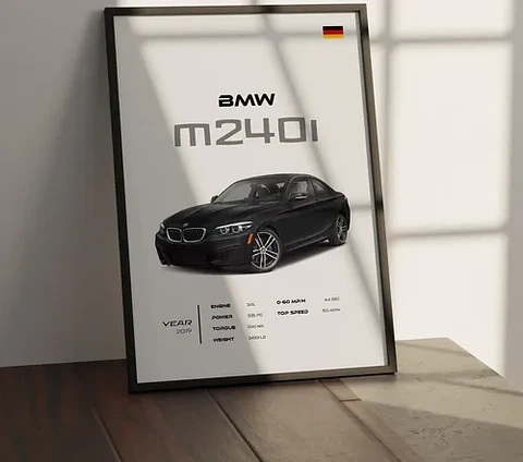 Cuadro Auto Bmw M240i Deportivo + Marco