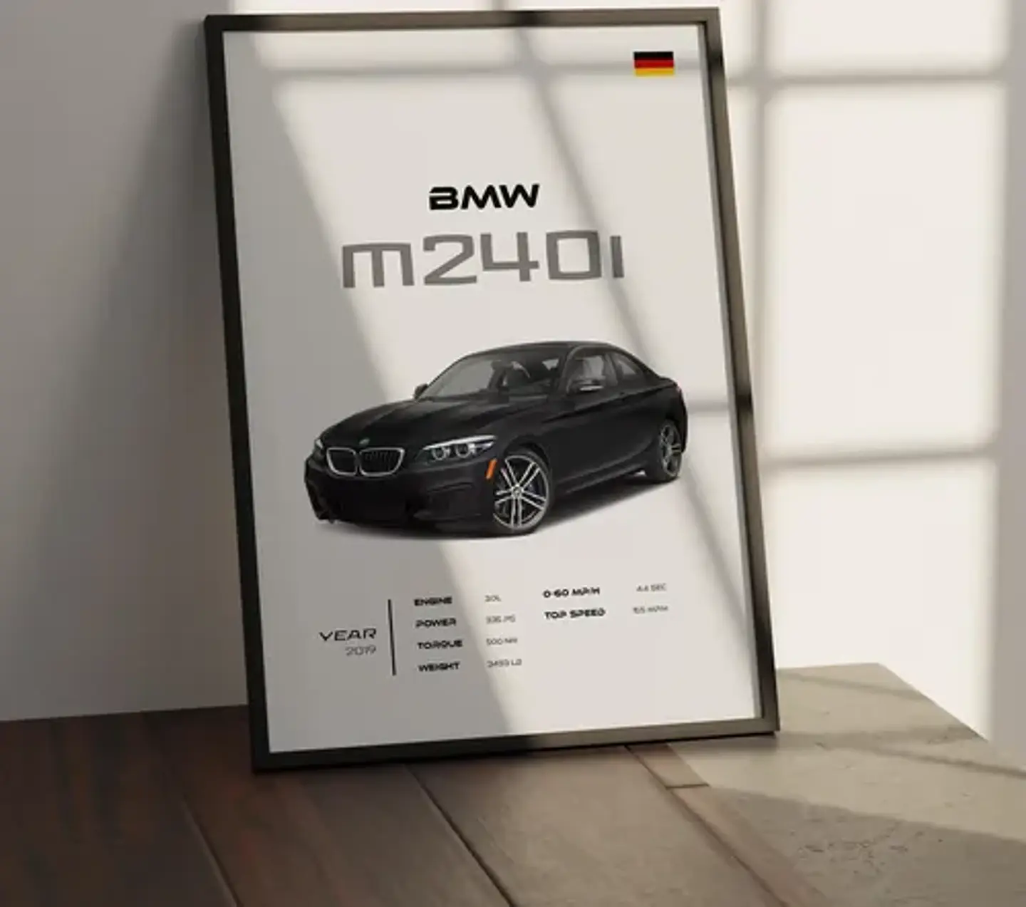 Cuadro Auto Bmw M240i Deportivo + Marco 1