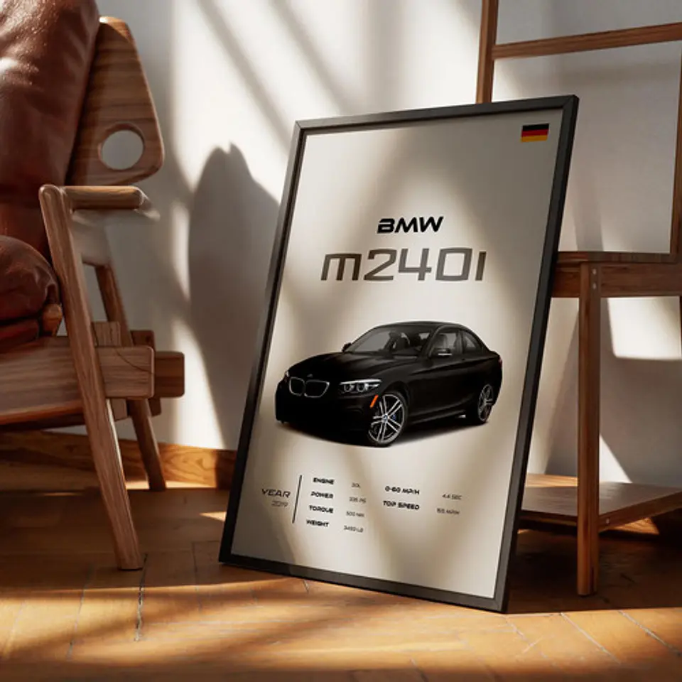 Cuadro Auto Bmw M240i Deportivo + Marco 2