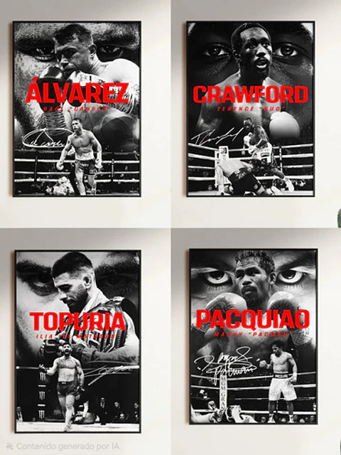 4 Cuadros Peleador Boxeo Pacquiao, Canelo, Crawford Topuria