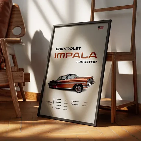 Cuadro Auto Chevrolet Impala 1960i  Deportivo + Marco