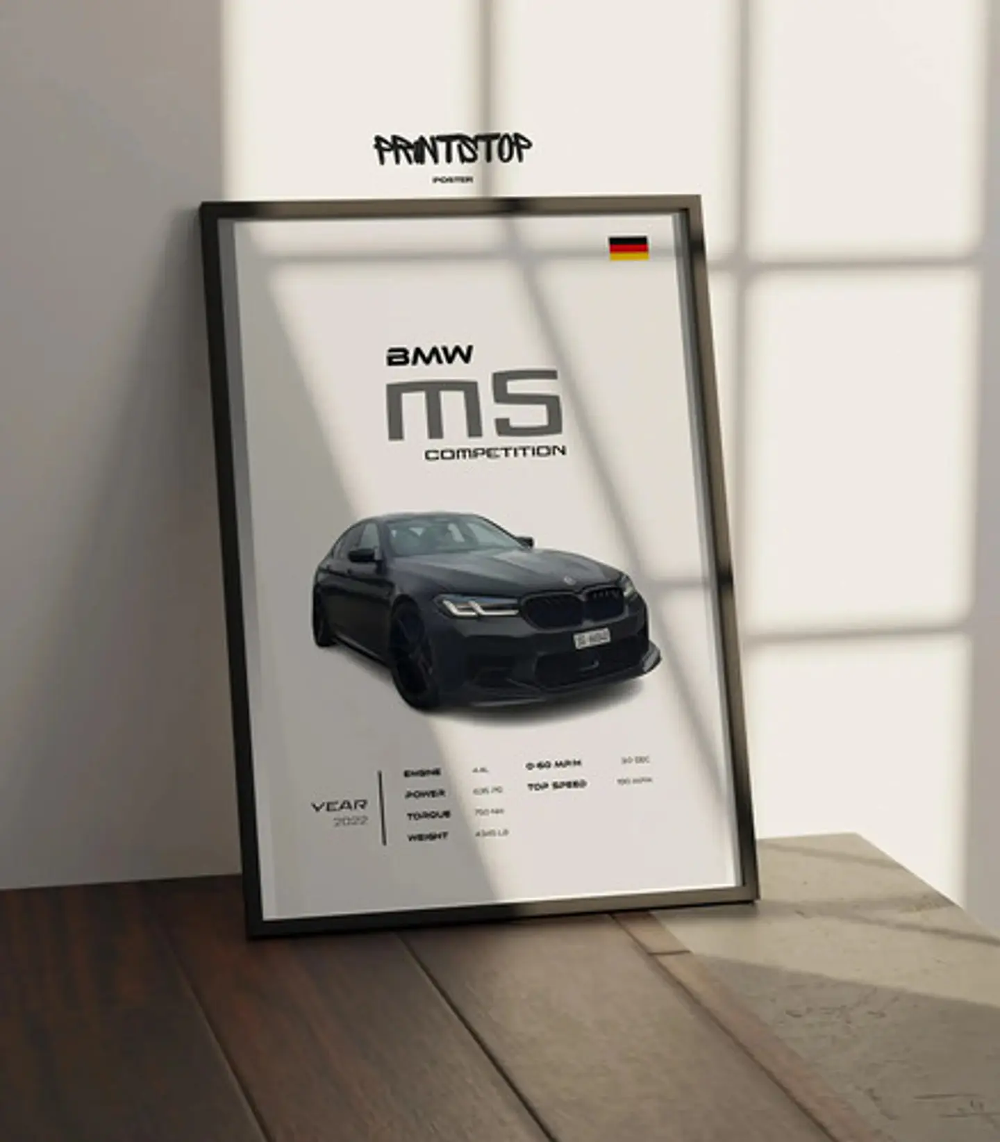Cuadro Auto Bmw M5 Competition Deportivo + Marco 3