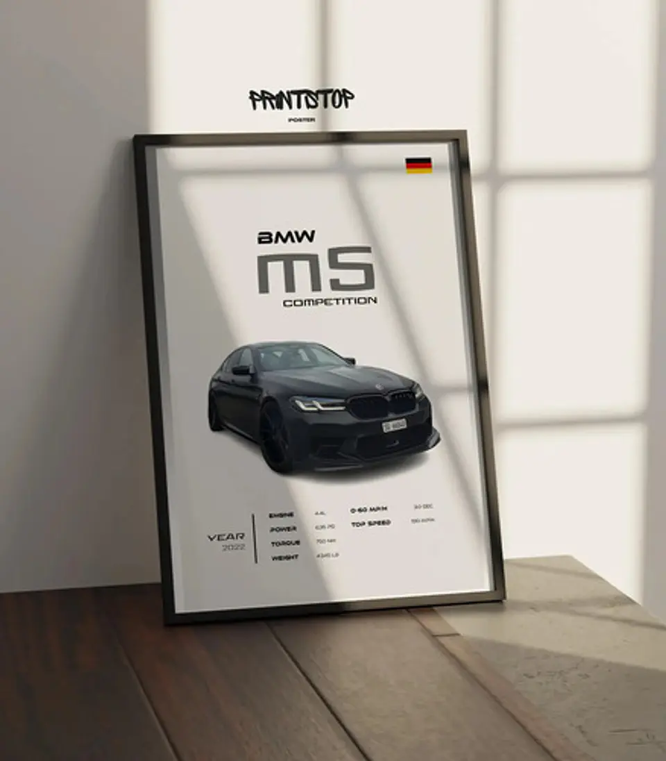 Cuadro Auto Bmw M5 Competition Deportivo + Marco 3