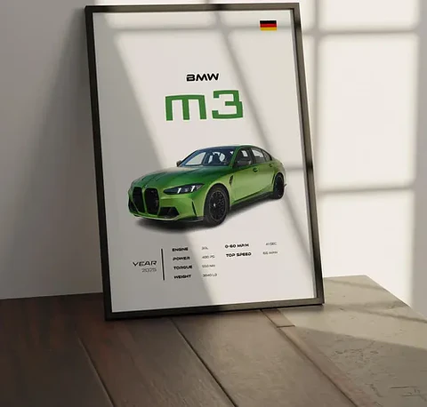 Cuadro Auto Bmw M3 Deportivo + Marco