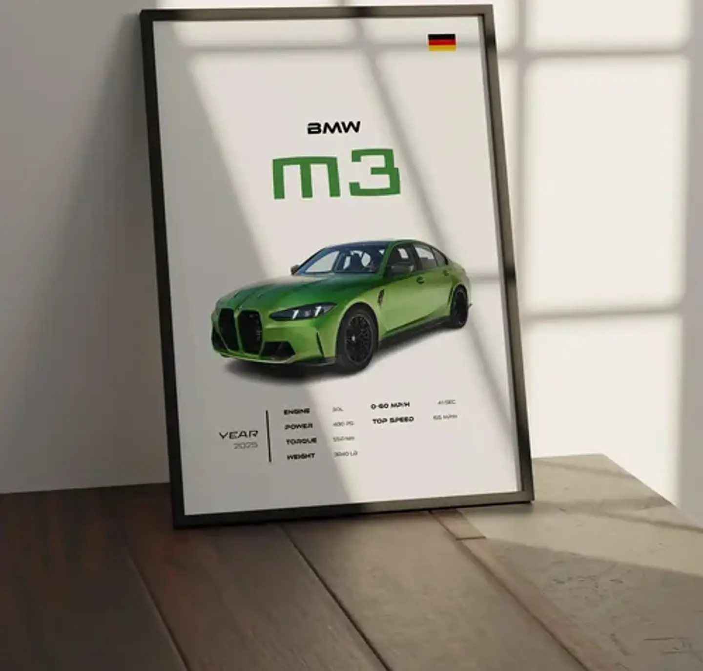 Cuadro Auto Bmw M3 Deportivo + Marco 1