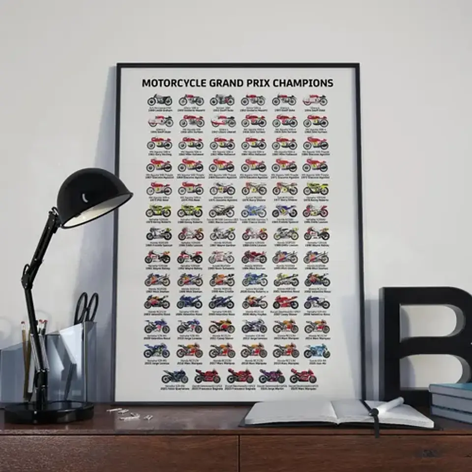 Cuadro Historico Campeones Del Mundo De Moto Gp 1