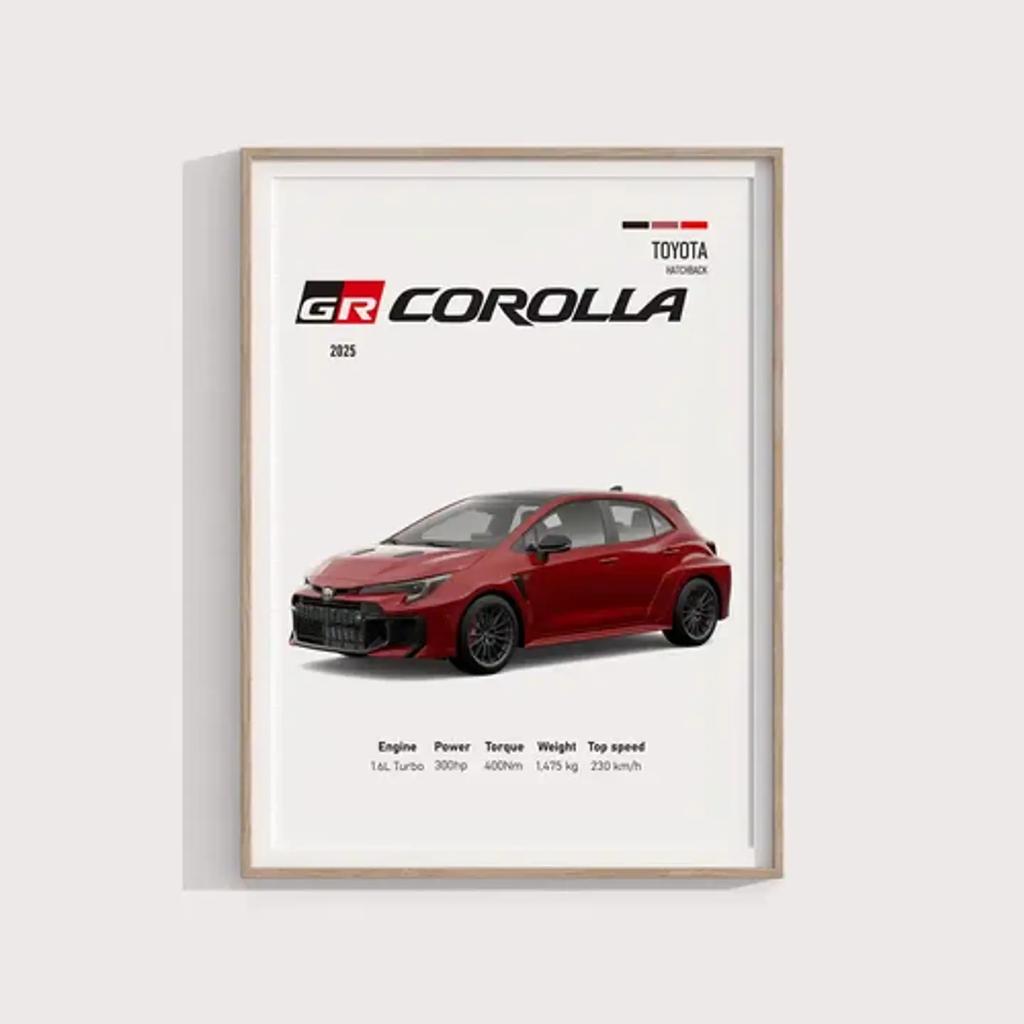 Cuadro Auto Toyota Gr Corolla Deportivo  + Marco Negro 2