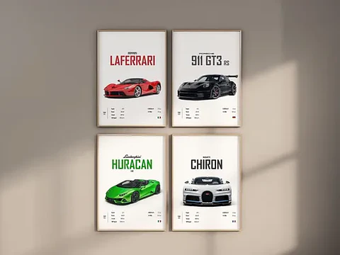 Cuadros De Autos 911 Gt3 Rs, Chiron, Huracan, Laferrari