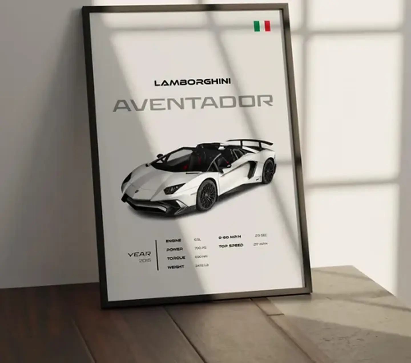 Cuadro Auto Lamborghini Aventador Roadster Deportivo + Marco 1