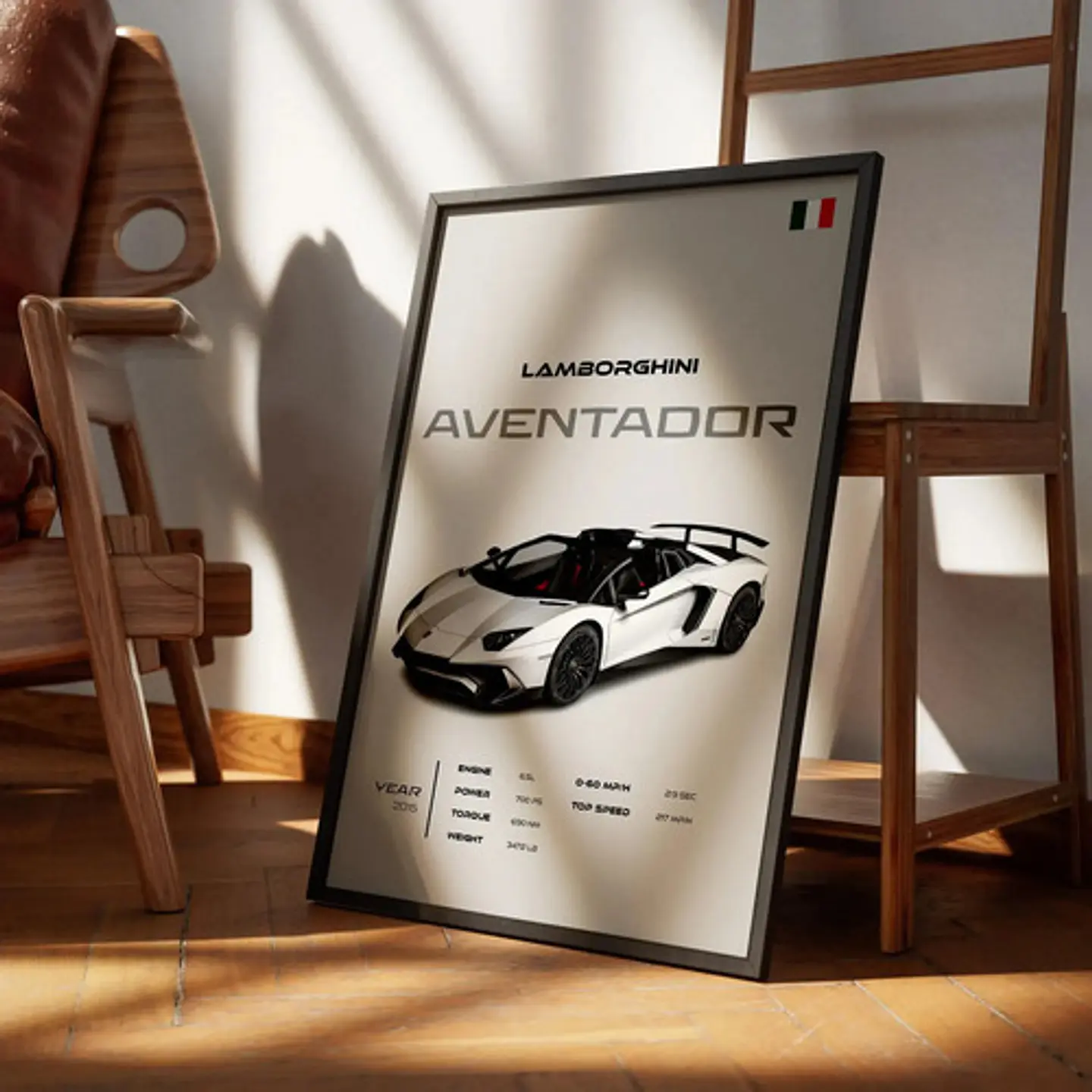 Cuadro Auto Lamborghini Aventador Roadster Deportivo + Marco 2