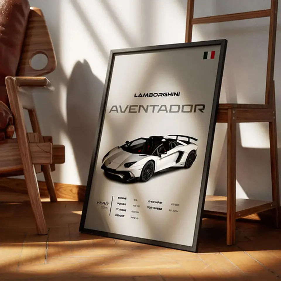 Cuadro Auto Lamborghini Aventador Roadster Deportivo + Marco 2
