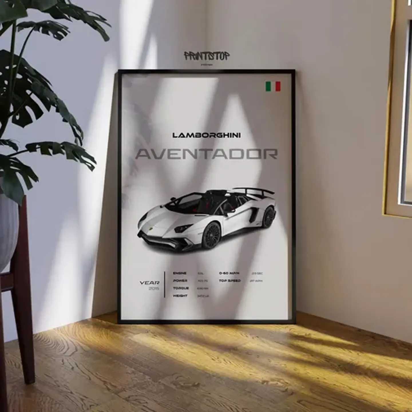 Cuadro Auto Lamborghini Aventador Roadster Deportivo + Marco 3