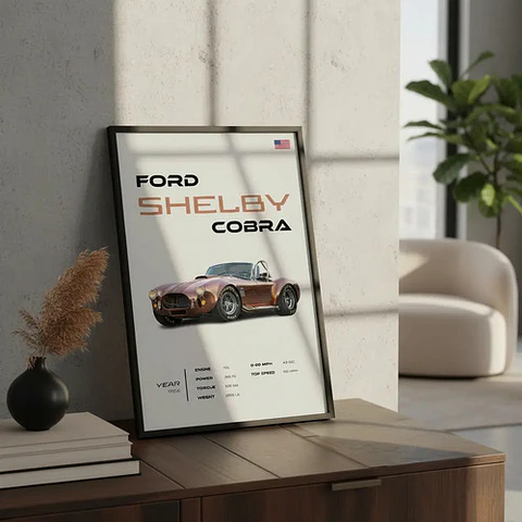 Cuadro Auto 1966 Ford Shelby Cobra Deportivo + Marco