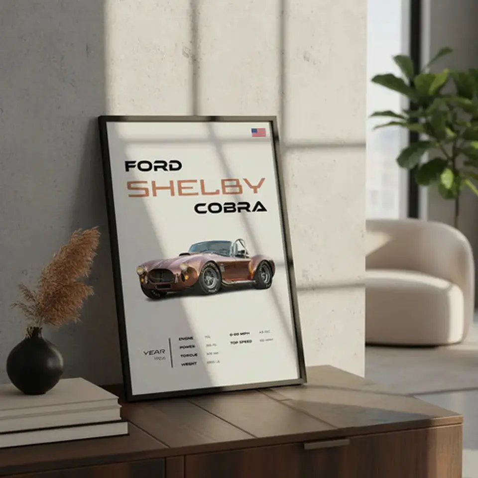 Cuadro Auto 1966 Ford Shelby Cobra Deportivo + Marco 1