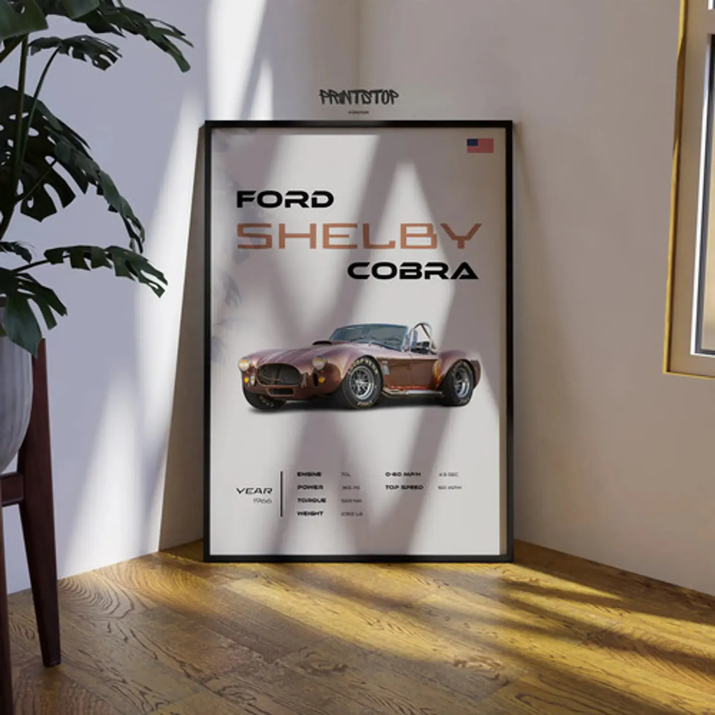 Cuadro Auto 1966 Ford Shelby Cobra Deportivo + Marco 3
