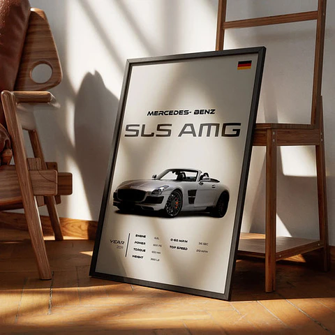 Cuadro Auto Mercedes Benz Sls Amg Deportivo + Marco