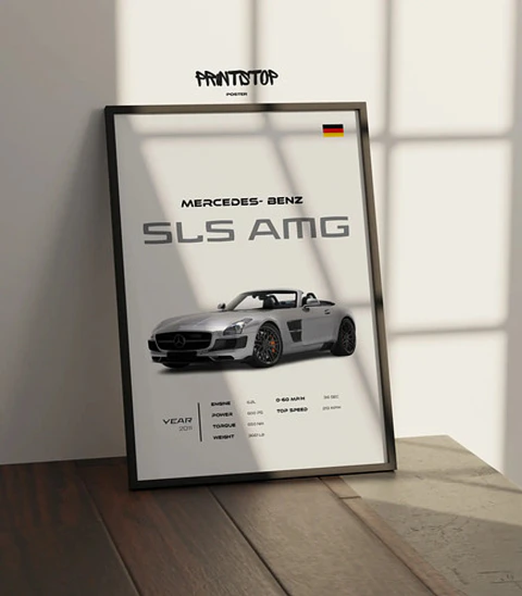 Cuadro Auto Mercedes Benz Sls Amg Deportivo + Marco