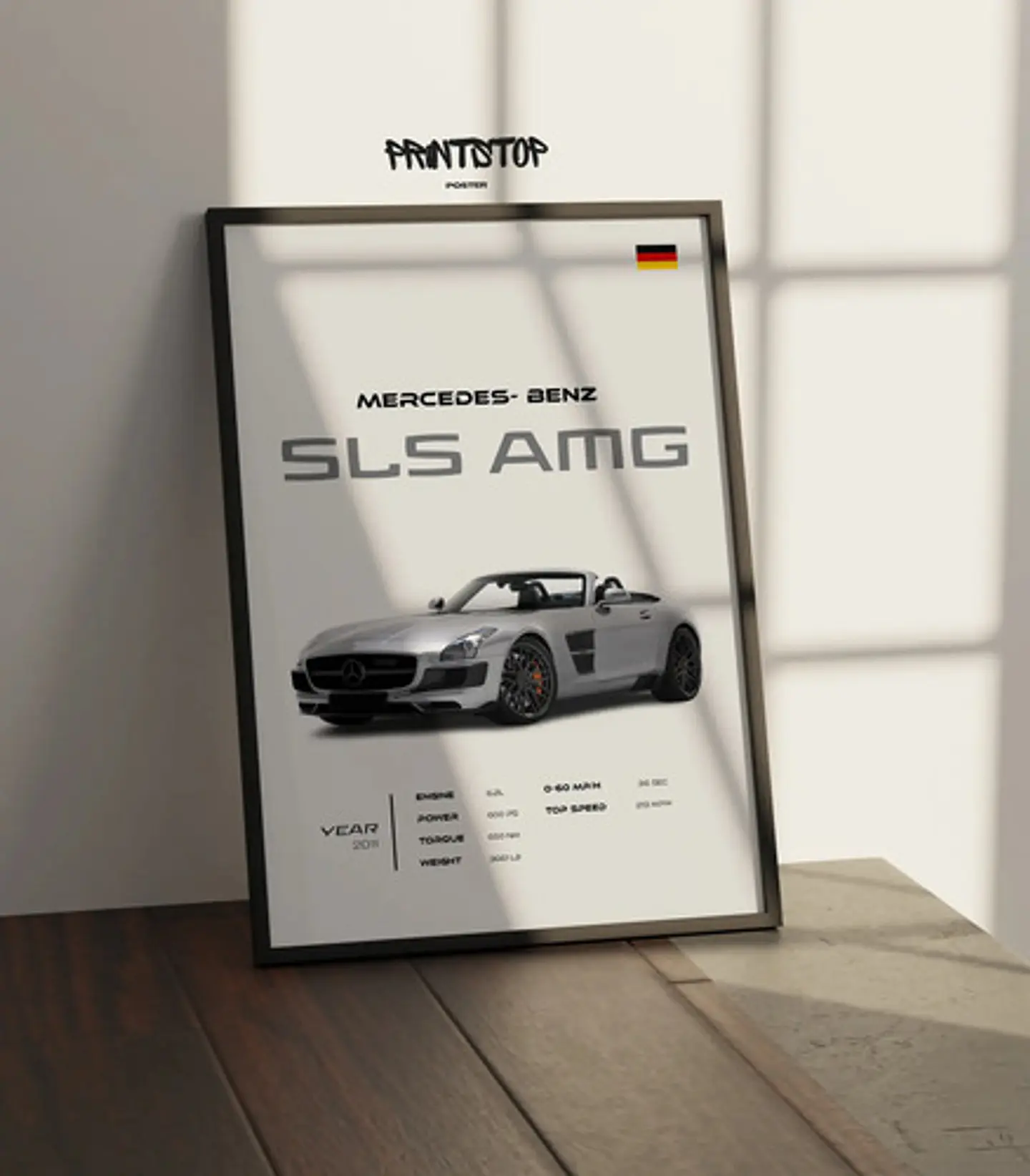 Cuadro Auto Mercedes Benz Sls Amg Deportivo + Marco 2