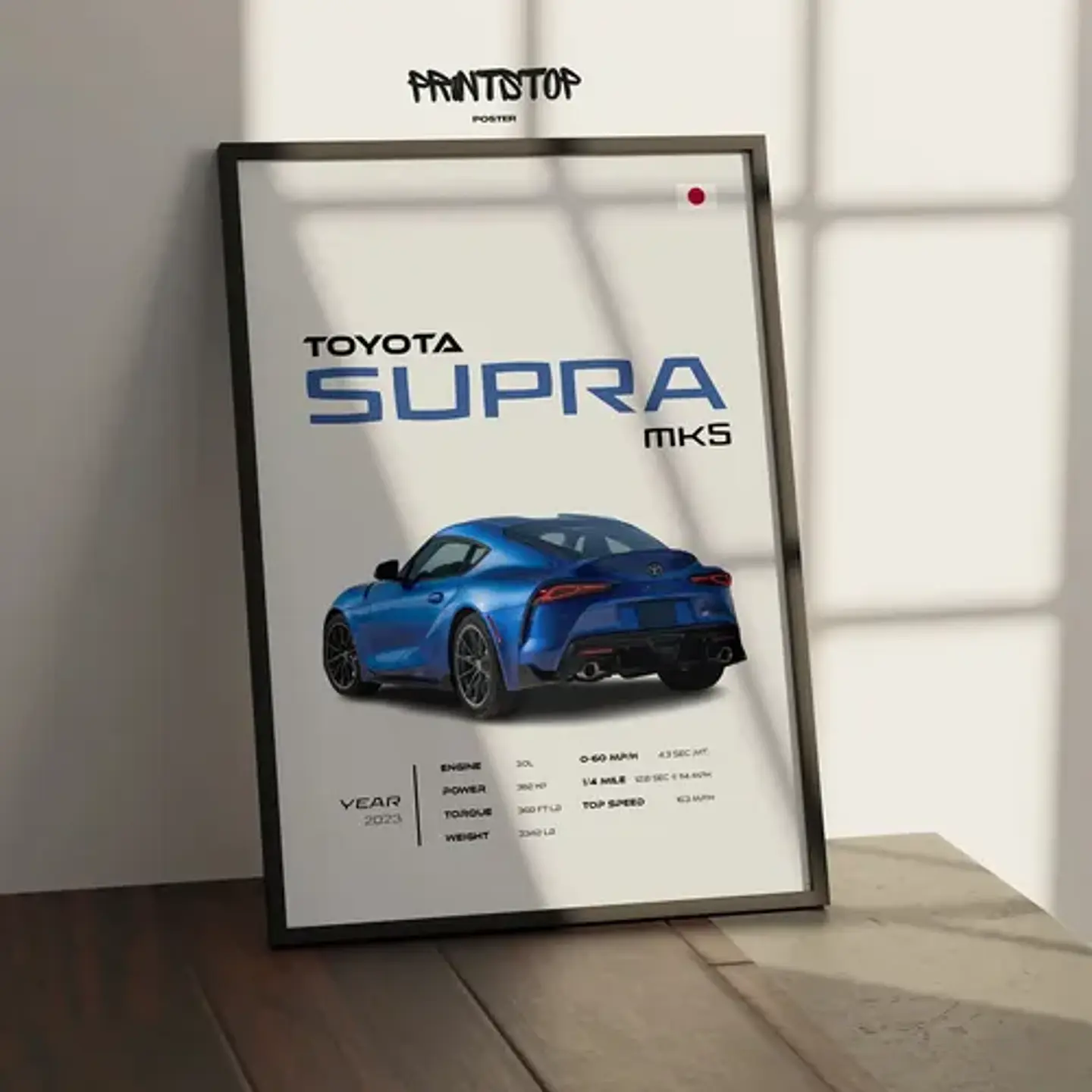 Cuadro Auto Toyota Supra Mk5  Deportivo + Marco 3