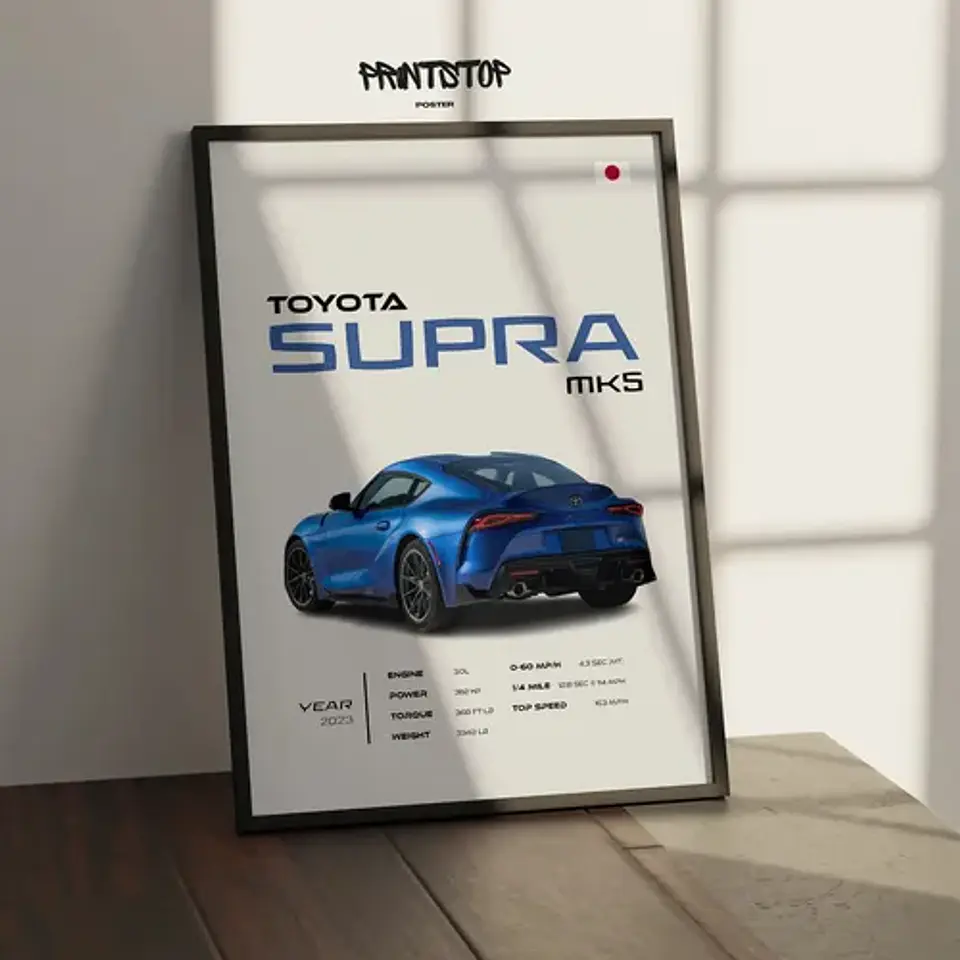 Cuadro Auto Toyota Supra Mk5  Deportivo + Marco 3