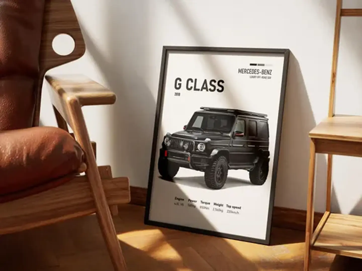 Cuadro Camioneta Mercedes-benz G-class Negro + Marco 1