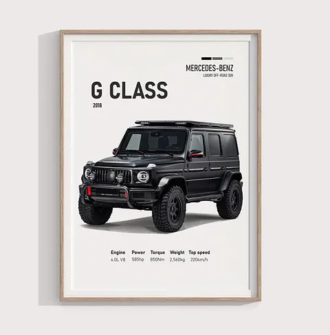 Cuadro Camioneta Mercedes-benz G-class Negro + Marco