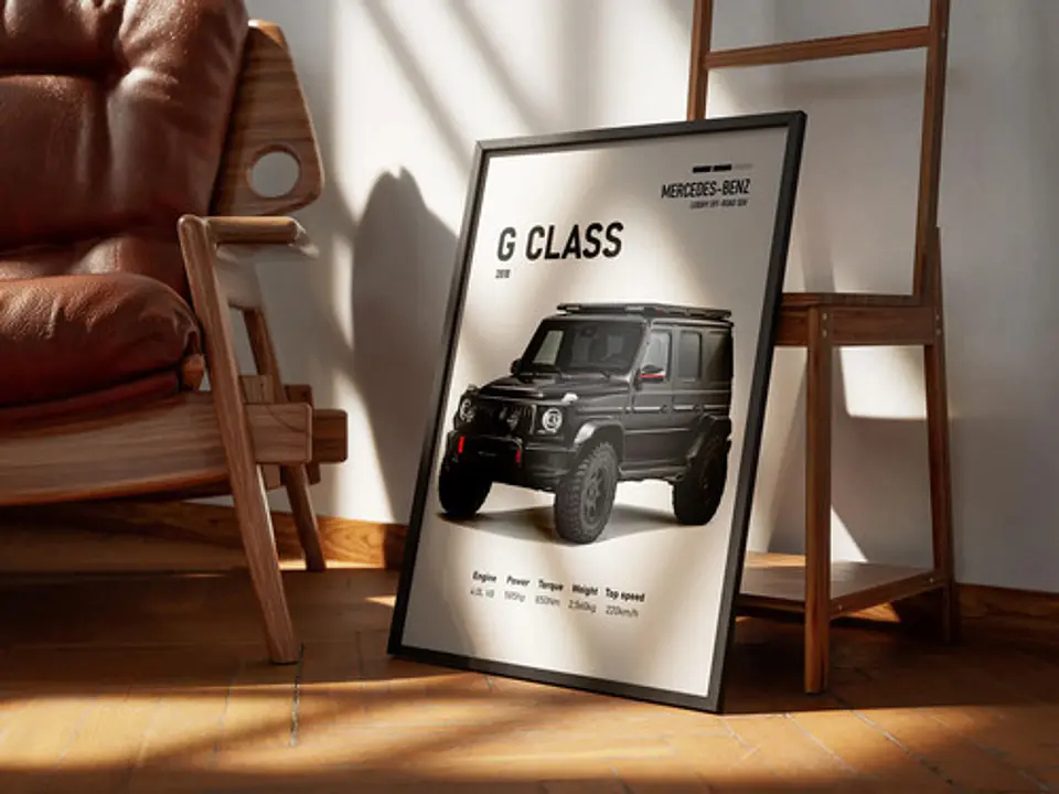 Cuadro Camioneta Mercedes-benz G-class Negro + Marco 3