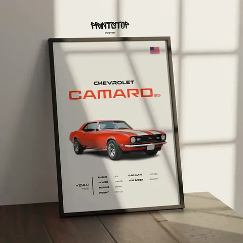 Cuadro Auto 1968 Chevrolet Camaro Ss Deportivo + Marco