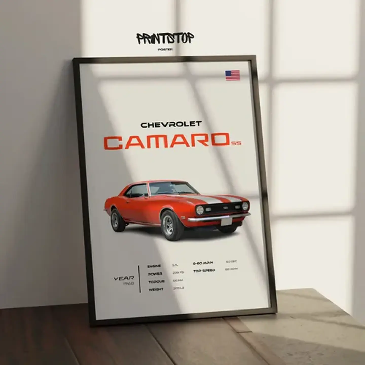 Cuadro Auto 1968 Chevrolet Camaro Ss Deportivo + Marco 2