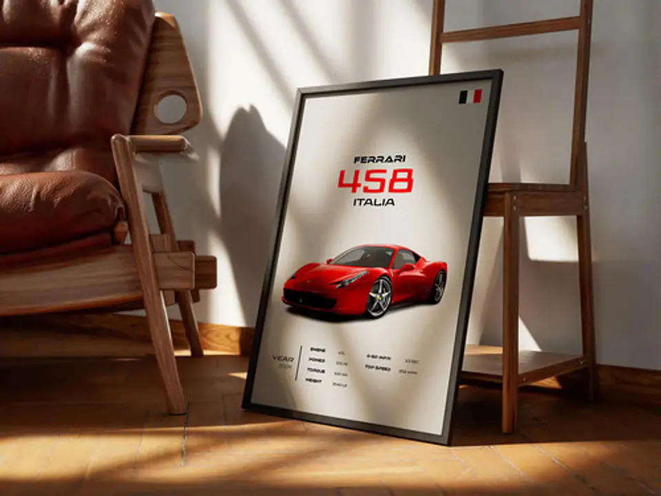 Cuadro Auto Ferrari 458 Italia Deportivo + Marco 1