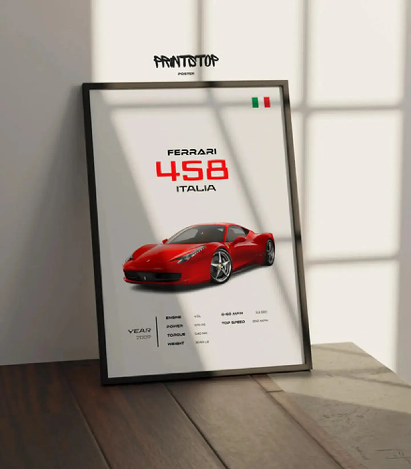 Cuadro Auto Ferrari 458 Italia Deportivo + Marco 3